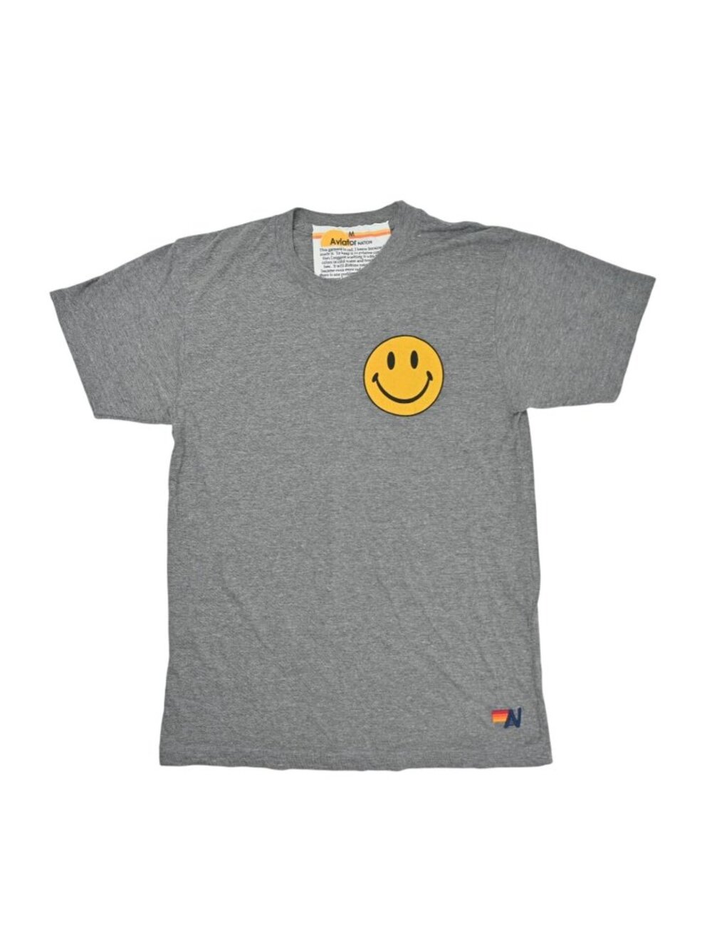 Aviator Nation Smiley 2 Crew Tee in Heather Grey